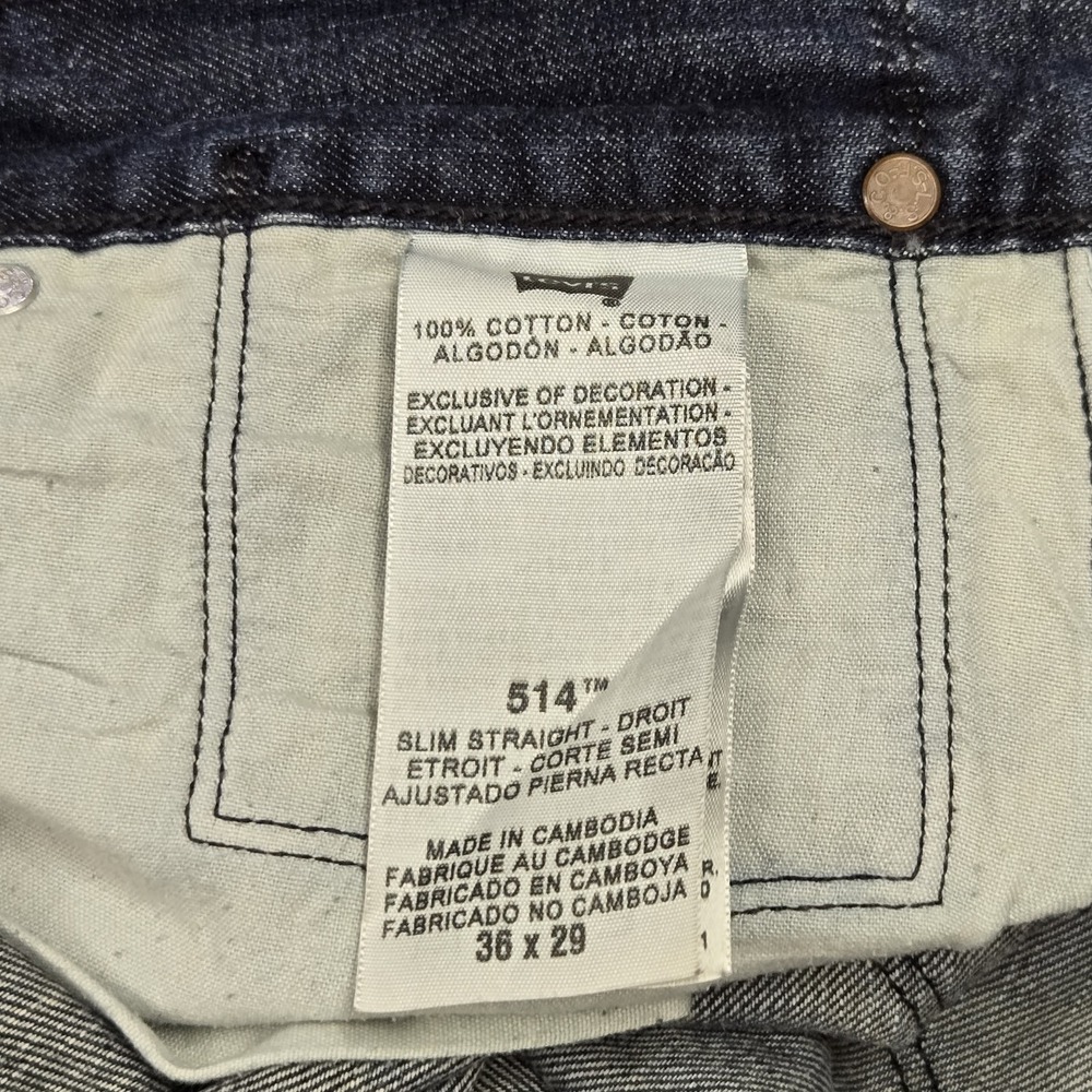 Levi's 514 Men Jeans 36X29 Blue Denim Slim Straight 29" Inseam - Picture 4 of 12